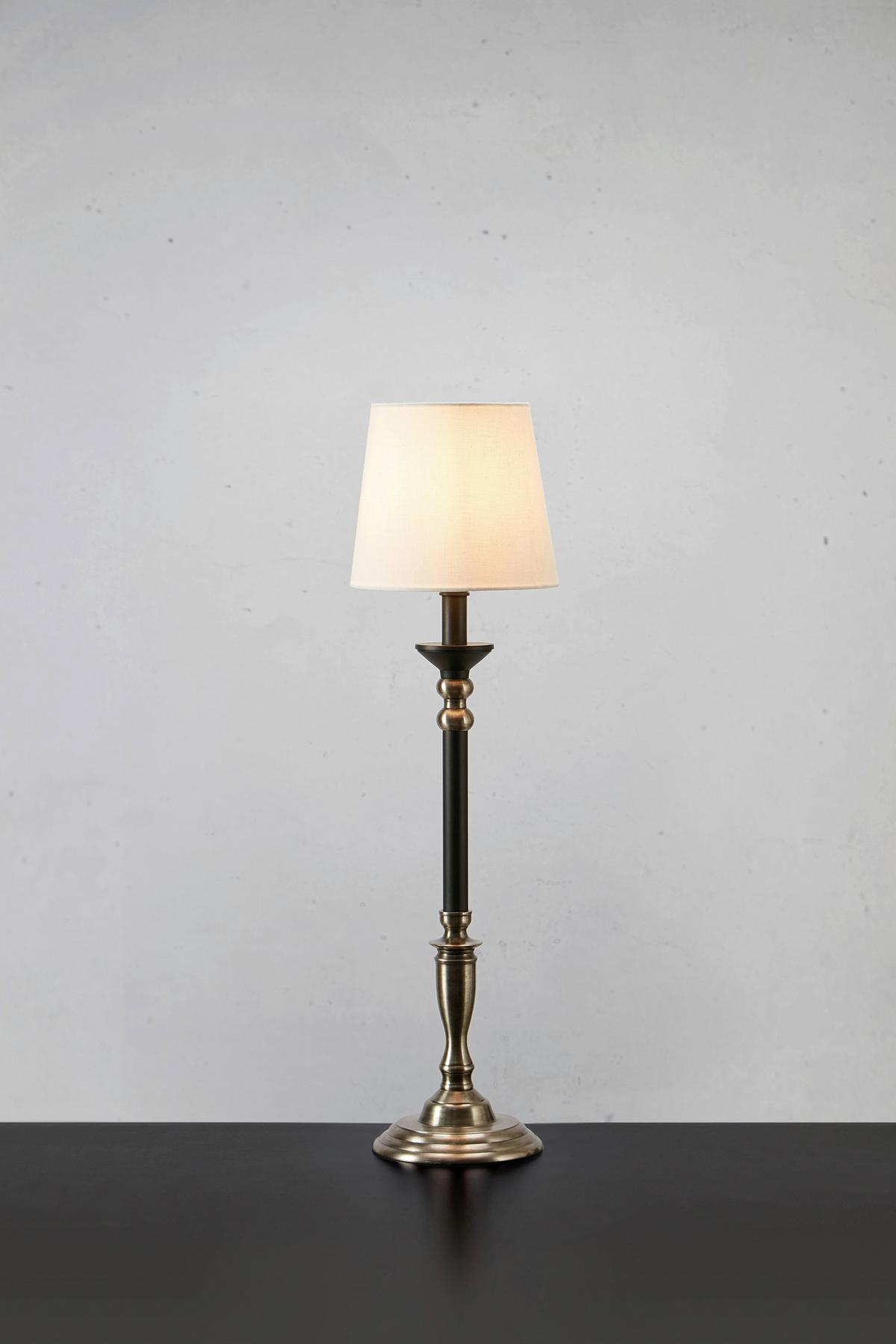 Tischleuchte Gent Table Creme/Edelstahl max. 40 Watt - Edelstahlfarben/Creme, Basics, Textil/Metall (20/20/73cm) - Markslöjd