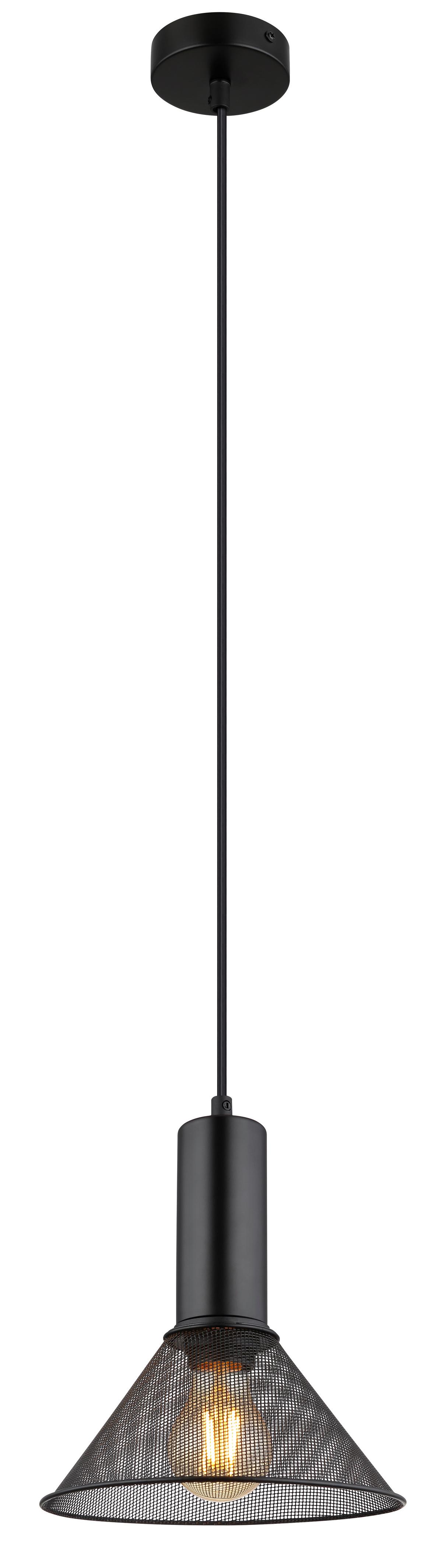 Hängeleuchte Jedd in Schwarz max. 60 Watt - Schwarz, Kunststoff/Metall (21/120cm) - Globo