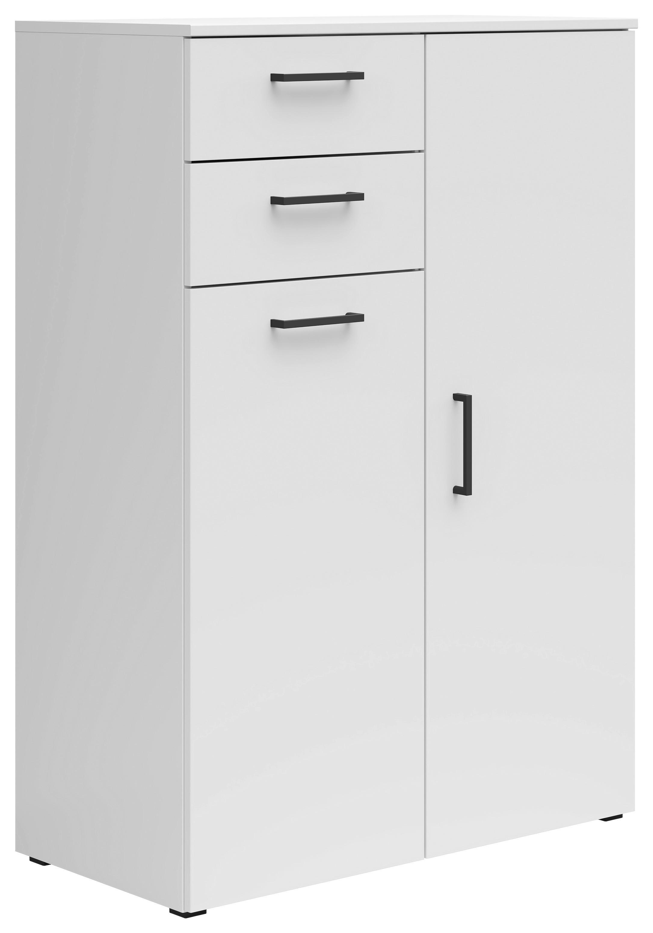 Kommode Weiss - Weiss/Anthrazit, Modern, Holzwerkstoff/Kunststoff (80/115/40cm) - Premium Living
