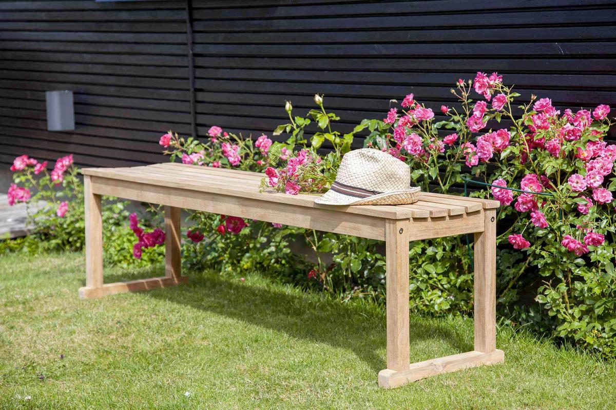 Sitzbank Vega - Teakfarben, Konventionell, Holz (150/43/40cm) - MID.YOU