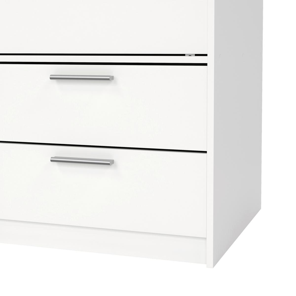 Omara Z Drsnimi Vrati Line, Bela - srebrne barve/bela, Moderno, kovina/leseni material (121,2/200/60,3cm) - MID.YOU