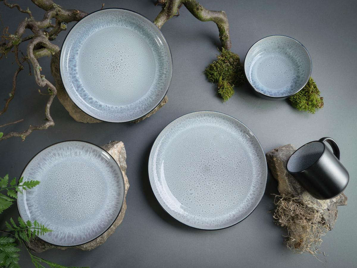 Kombinirani Servis Nordic Fjord Frost, 16-Delni - črna/svetlo siva, Basics, keramika - Creatable