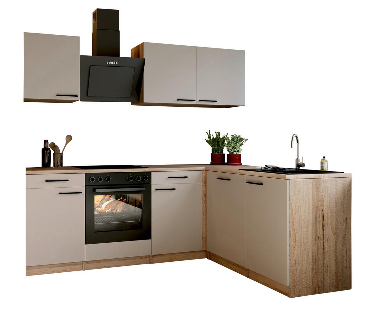 Eckküche Merle o. Geräte ca. 220x172cm Kaschmir - Kaschmir/Eichefarben, Trend, Holzwerkstoff/Metall (220/172cm) - Respekta