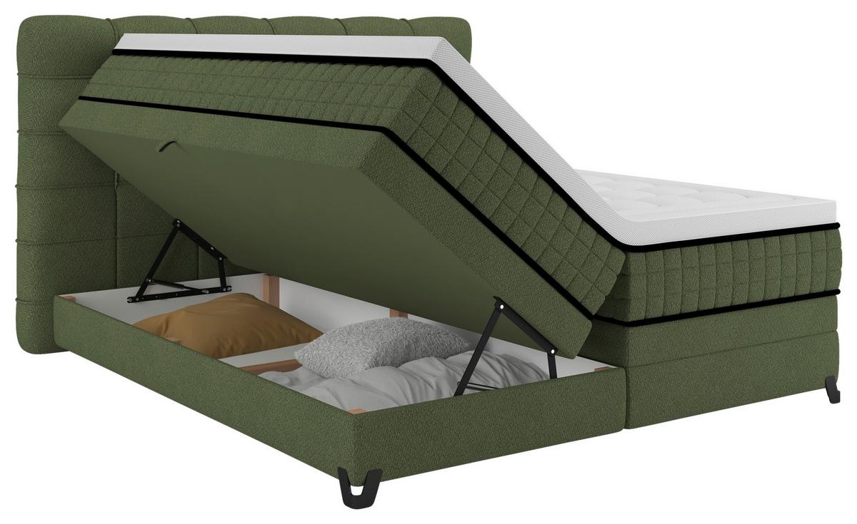 Boxspringbett Carmen C Grün ca. 180x200cm - Grün, Konventionell, Holz/Holzwerkstoff (180/200cm) - Premium Living