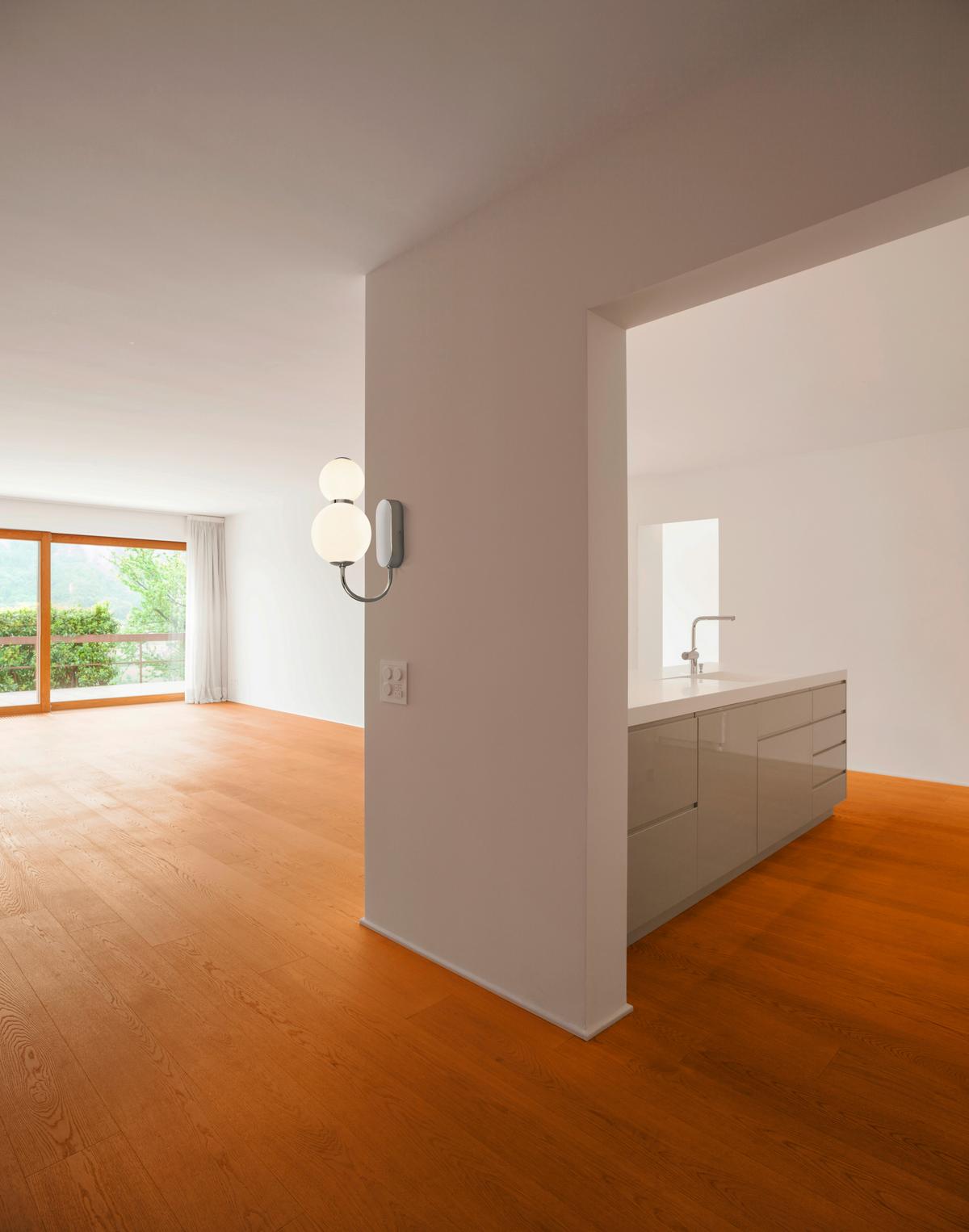 LED Falilámpa 51022-2cc - krómszínű/fehér, Basics, üveg/fém (12/28cm)