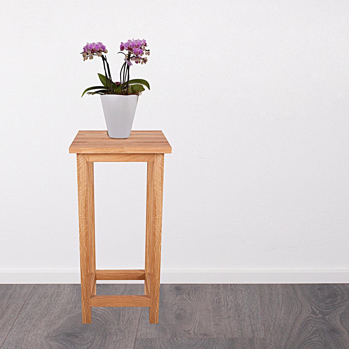 Universalhocker Echtholz Eiche massiv H: 60 cm - Eichefarben, Basics, Holz (30/60/30cm) - Gardenson