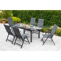 Raztegljiva Vrtna Miza Ambia, Steklo, Aluminij, 140-200x90 - barve grafita/rjava, Moderno, kovina/steklo (140-200/90/75cm) - Gardenson
