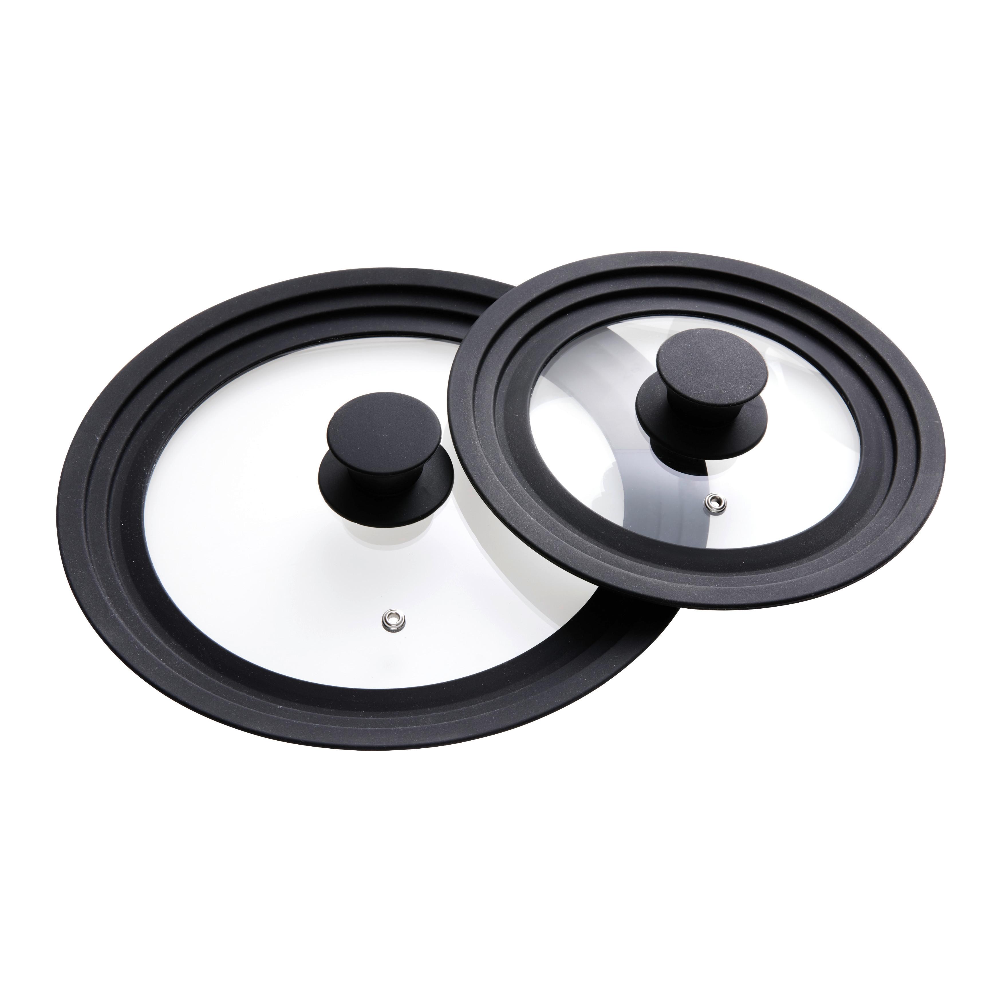 Deckel-Set Black Line Schwarz, 2-teilig - Schwarz, KONVENTIONELL, Glas/Kunststoff - Gourmesto