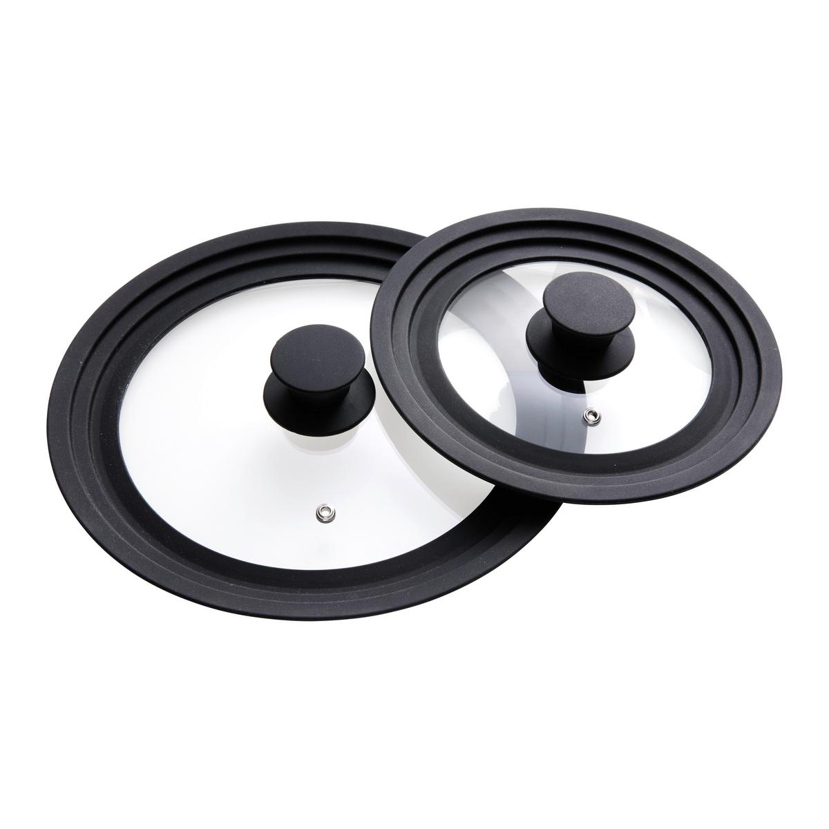 Deckel-Set Black Line Schwarz, 2-teilig - Schwarz, KONVENTIONELL, Glas/Kunststoff - Gourmesto