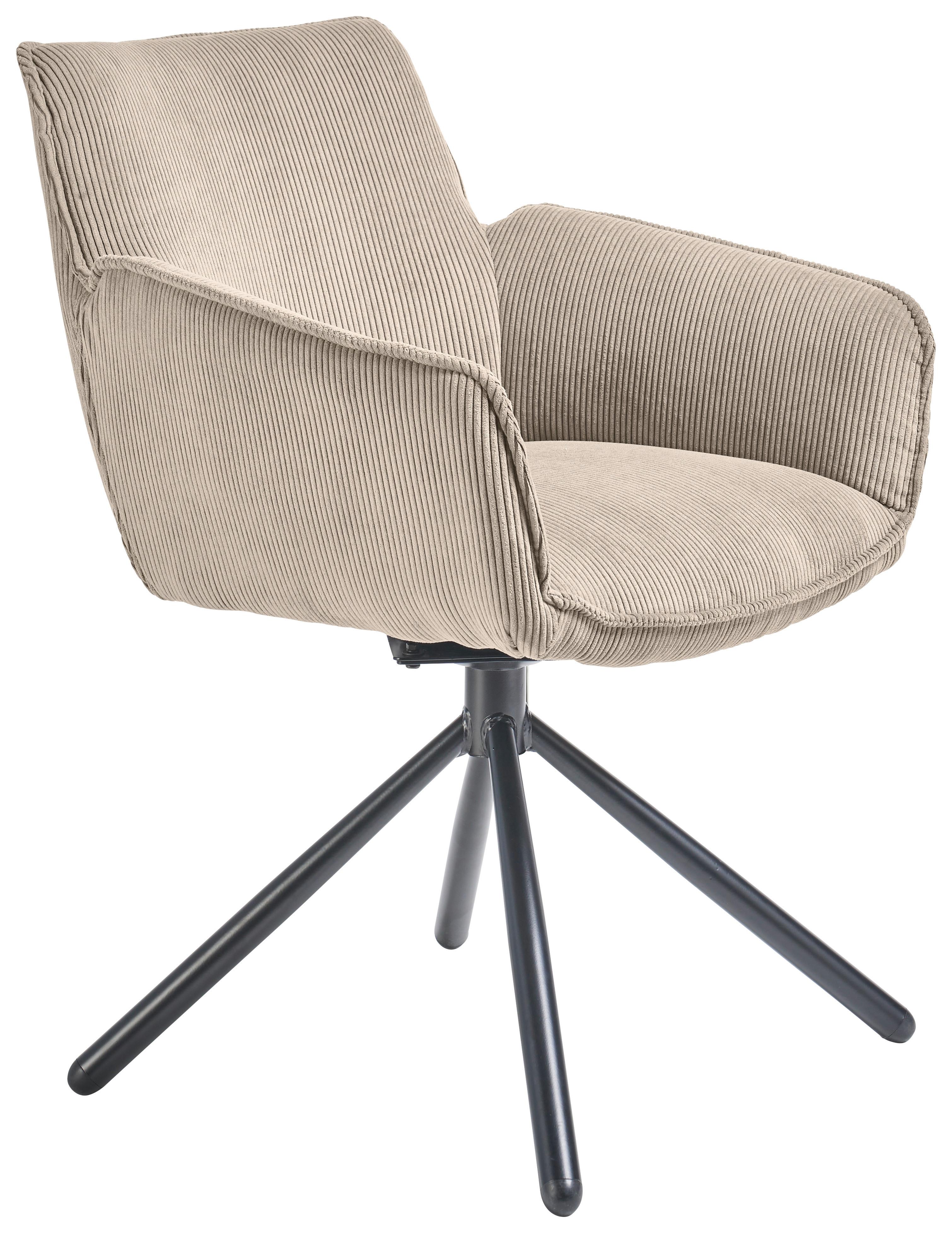 KRZESŁO Z PODŁOKIETNIKAMI FRISCO -MR- - écru/czarny, Design, metal/tkanina (60/84/65cm) - SetOne by Musterring