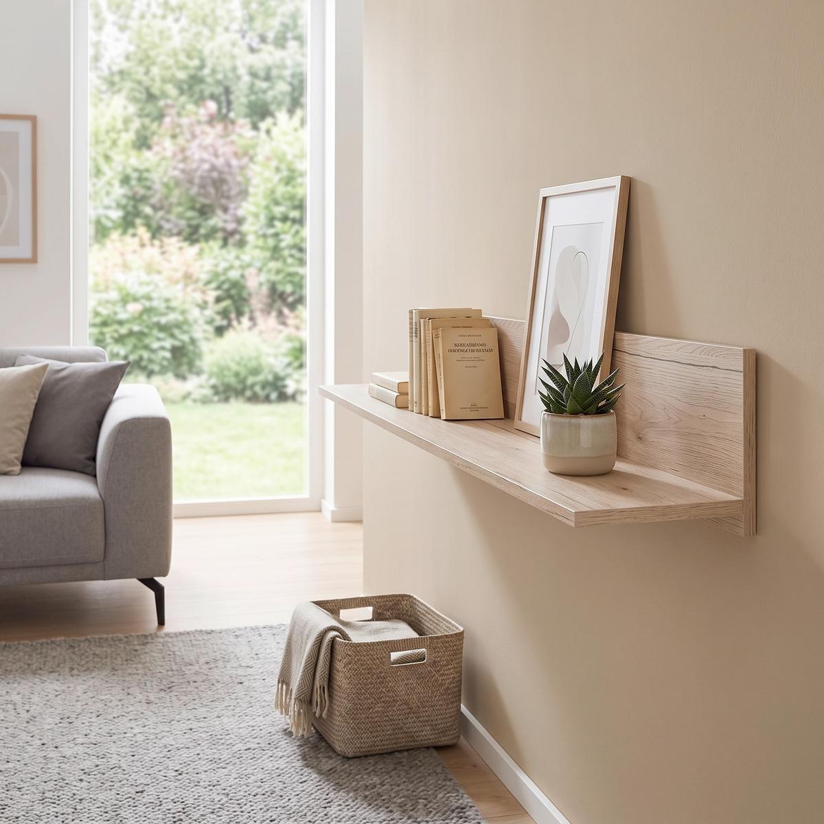 Poliță De Perete Malta - culoare lemn stejar, Modern, lemn (128/18/20cm) - Modern Living