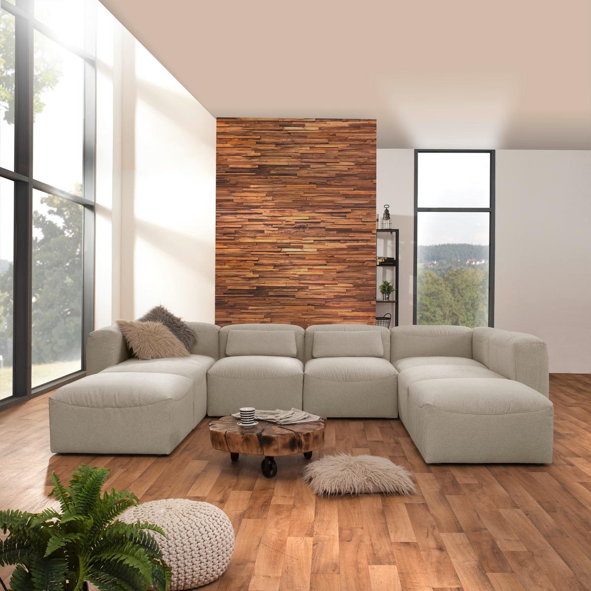 WOHNLANDSCHAFT LENA - Creme, Design, Kunststoff/Textil (235/350/250cm) - Max Winzer