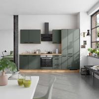 Küchenblock Easytouch High m. Geräten Dunkelgrün - Dunkelgrün/Eichefarben, MODERN, Holzwerkstoff/Metall (300cm) - Nobilia