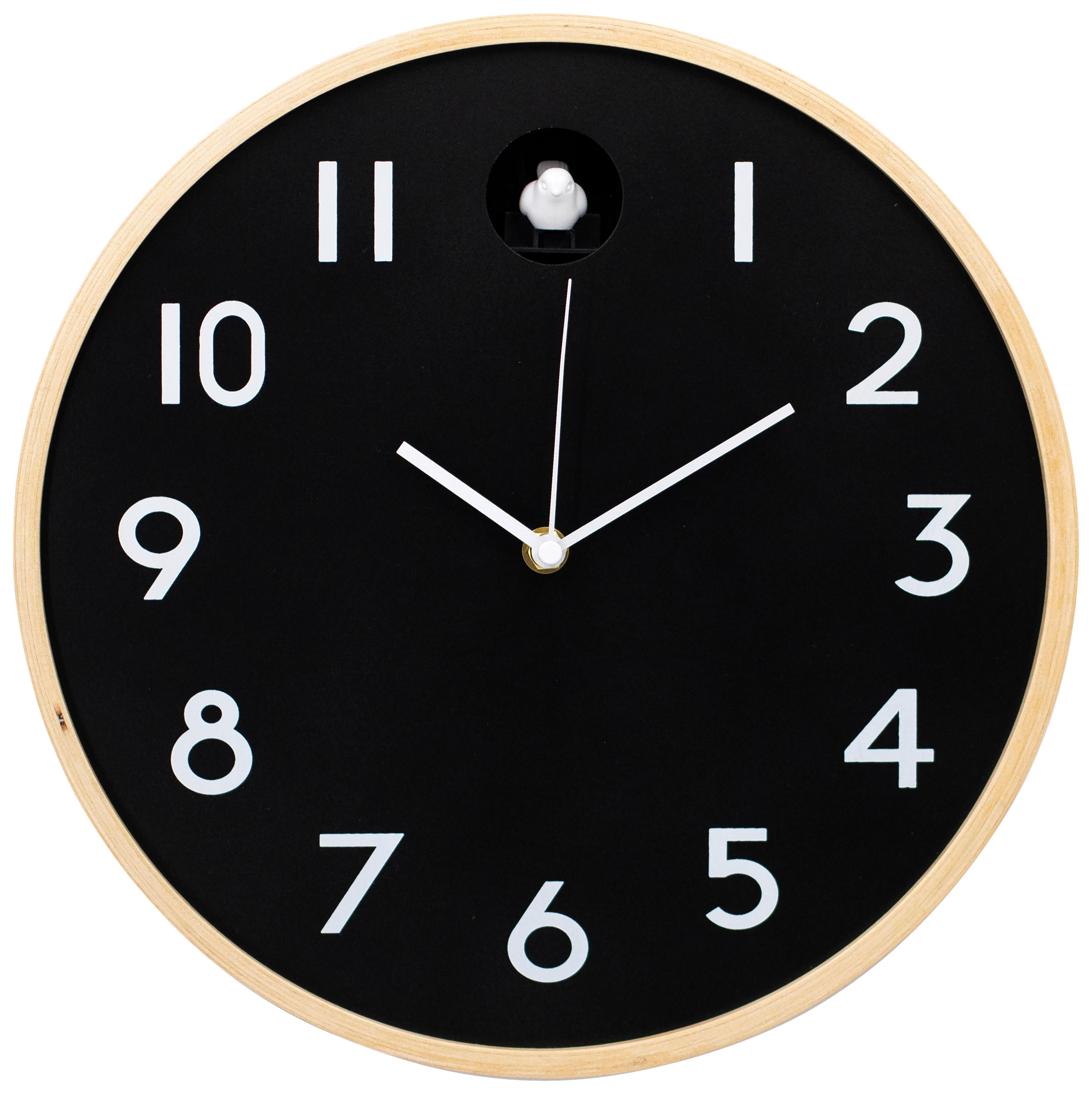 Wanduhr Kukuk Natur/Schwarz - Schwarz/Naturfarben, MODERN, Holz (31,5cm) - Mömax