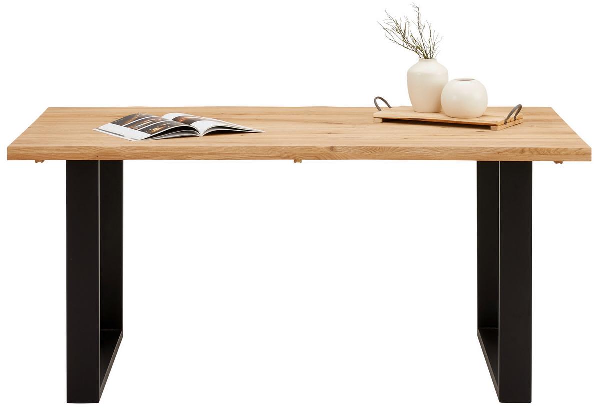 Masă WOOD 160 - culoare natur/negru, Konventionell, lemn/metal (160/75/90cm) - Modern Living
