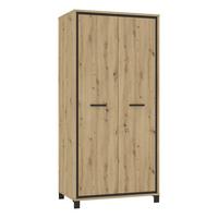 Kleiderschrank "Trondheim" , Schwarz, Eiche - Eichefarben/Schwarz, Basics, Holzwerkstoff/Kunststoff (99,1/209/60,3cm)
