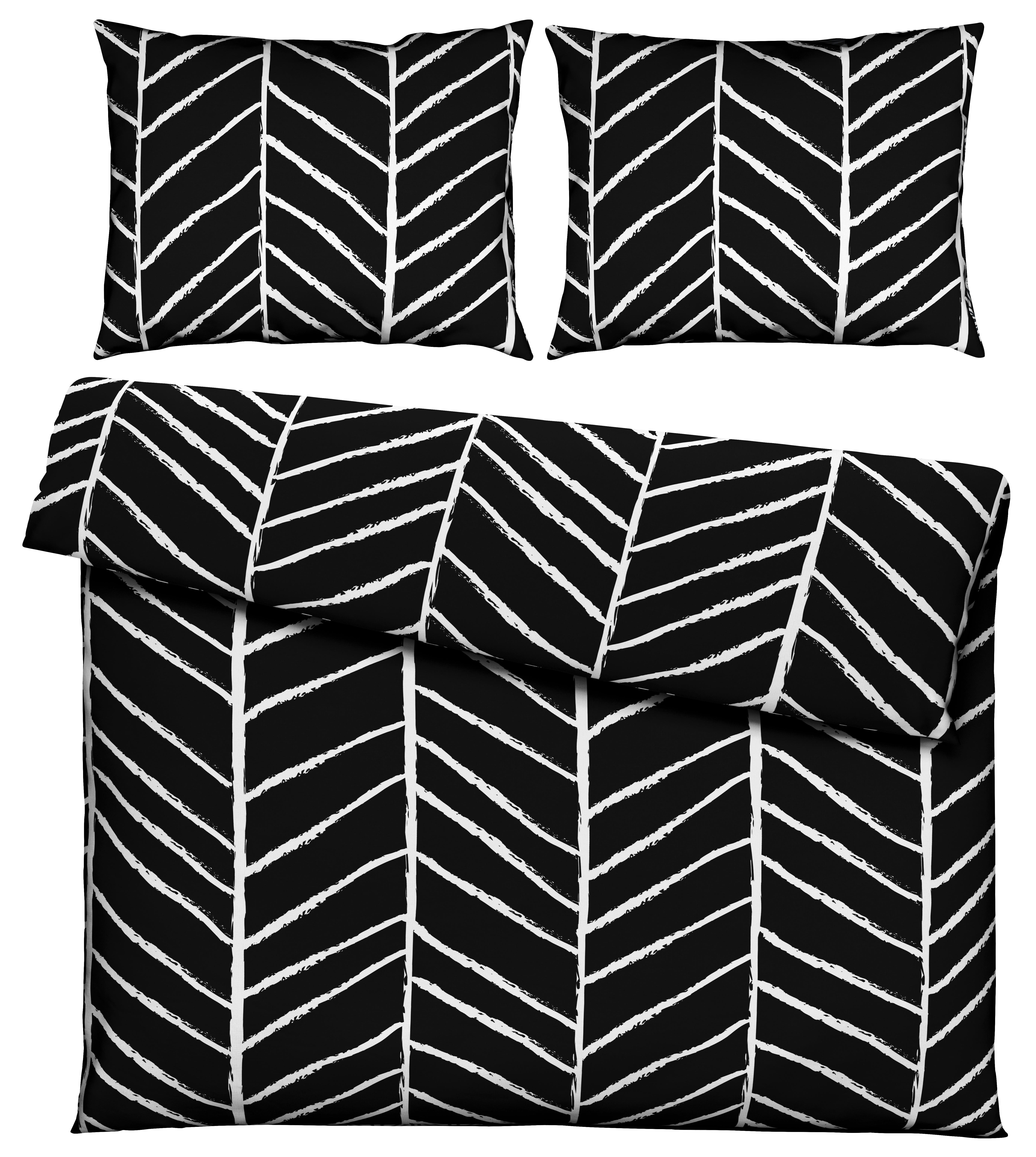 Posteljnina Marble, Črna, 2x60/80, 200/200 - črna, Konvencionalno, tekstil (200/200cm) - Modern Living
