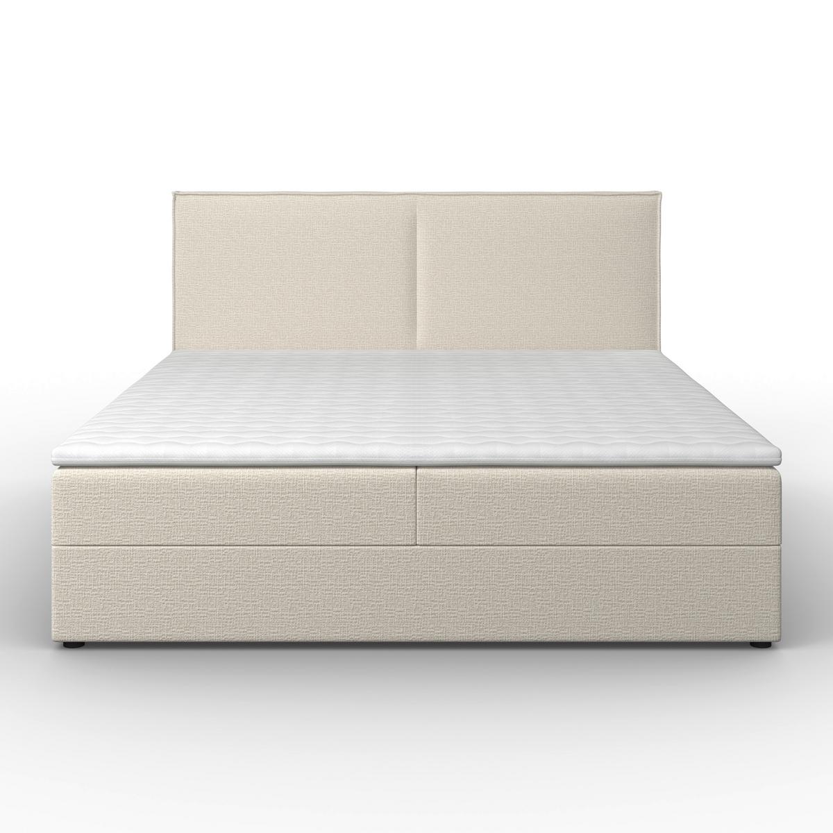 Boxbett Imola ca. 180x200 cm Creme inkl. Topper - Creme/Schwarz, Modern, Holz/Kunststoff (180/200cm) - Bessagi Home