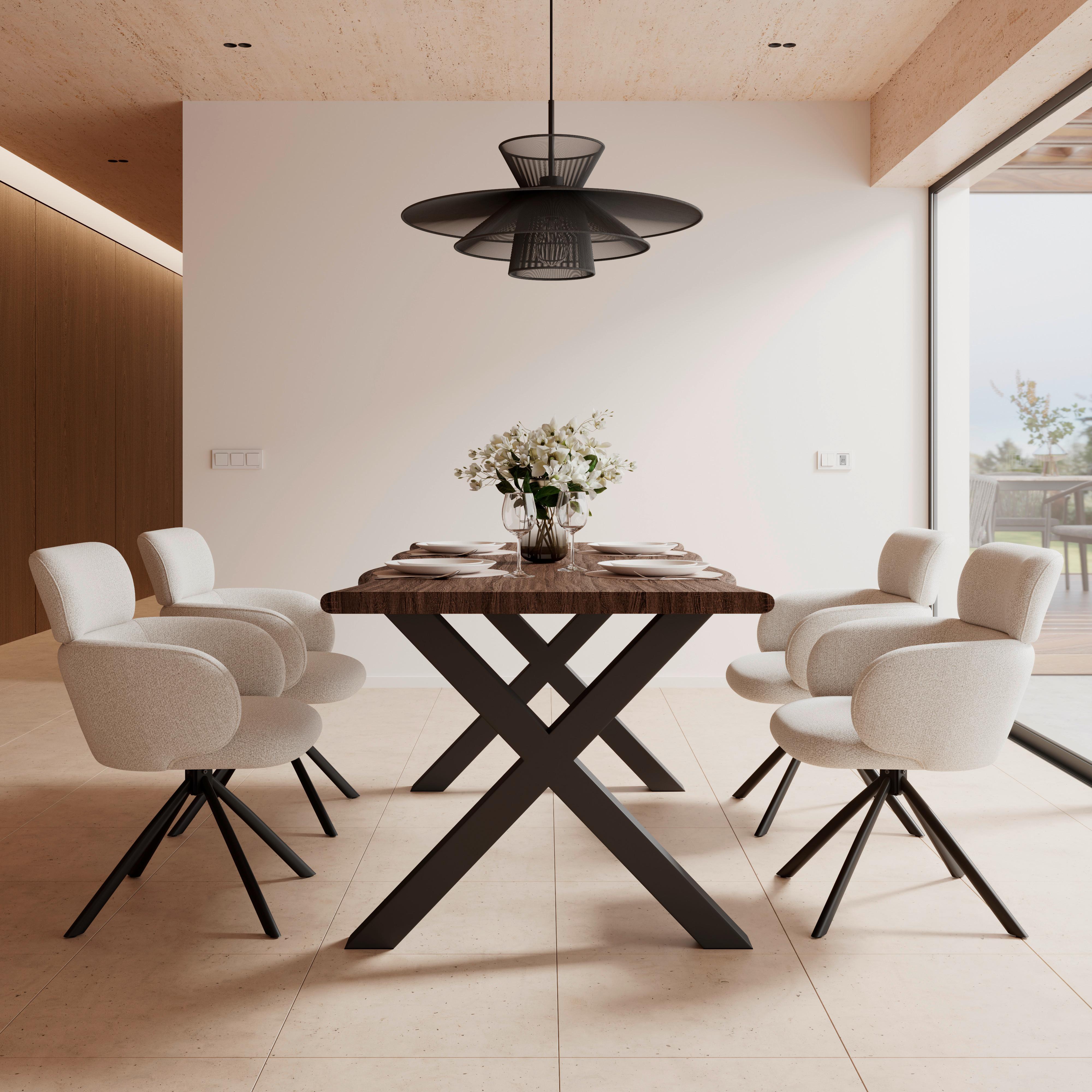 STOL MED ARMSTÖD LIORA - svart/cremefärgad, Modern, metall/textil (58/84/61cm) - Bessagi Home
