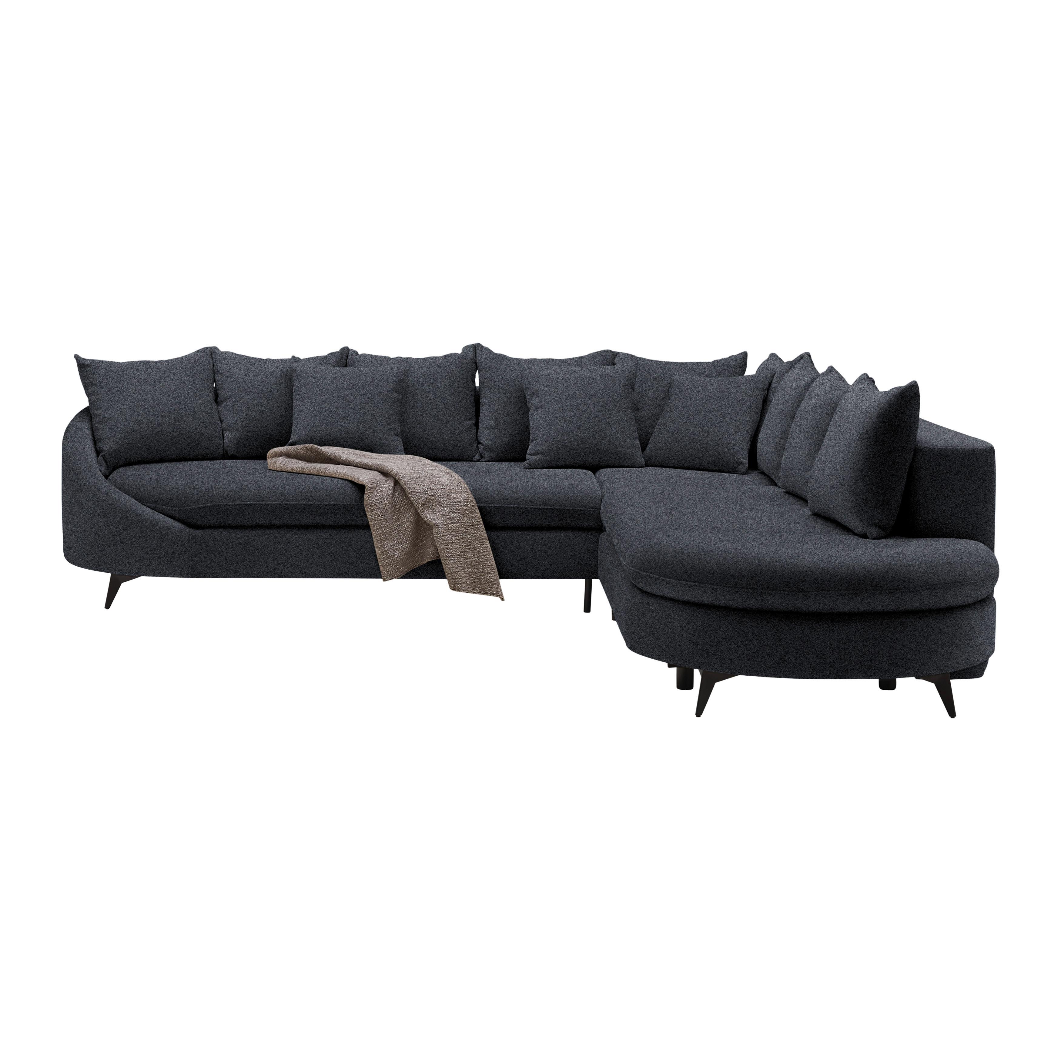 Ecksofa Axel Dunkelgrau - Dunkelgrau/Schwarz, MODERN, Textil/Metall (291/87/250cm) - Mömax