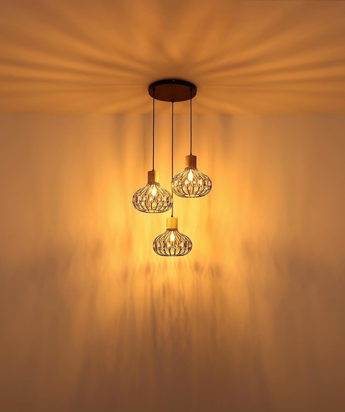 HÄNGELEUCHTE 15778-3HR DORTHY - Klar/Schwarz, Design, Glas/Kunststoff (47/150cm) - Globo