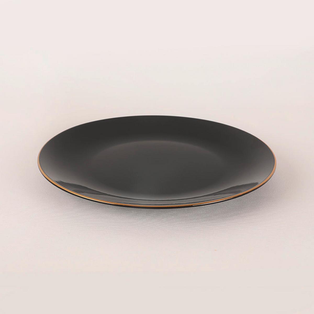 SERWIS OBIADOWO-ŚNIADANIOWY LUSAKA - czarny/kolor złoty, Basics, ceramika (19/19/19cm)