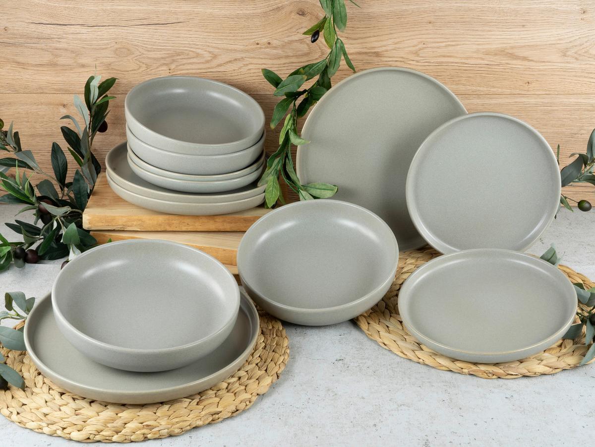 Jedilni Servis Uno Grey, 12-Delni - siva, Konvencionalno, keramika - Creatable