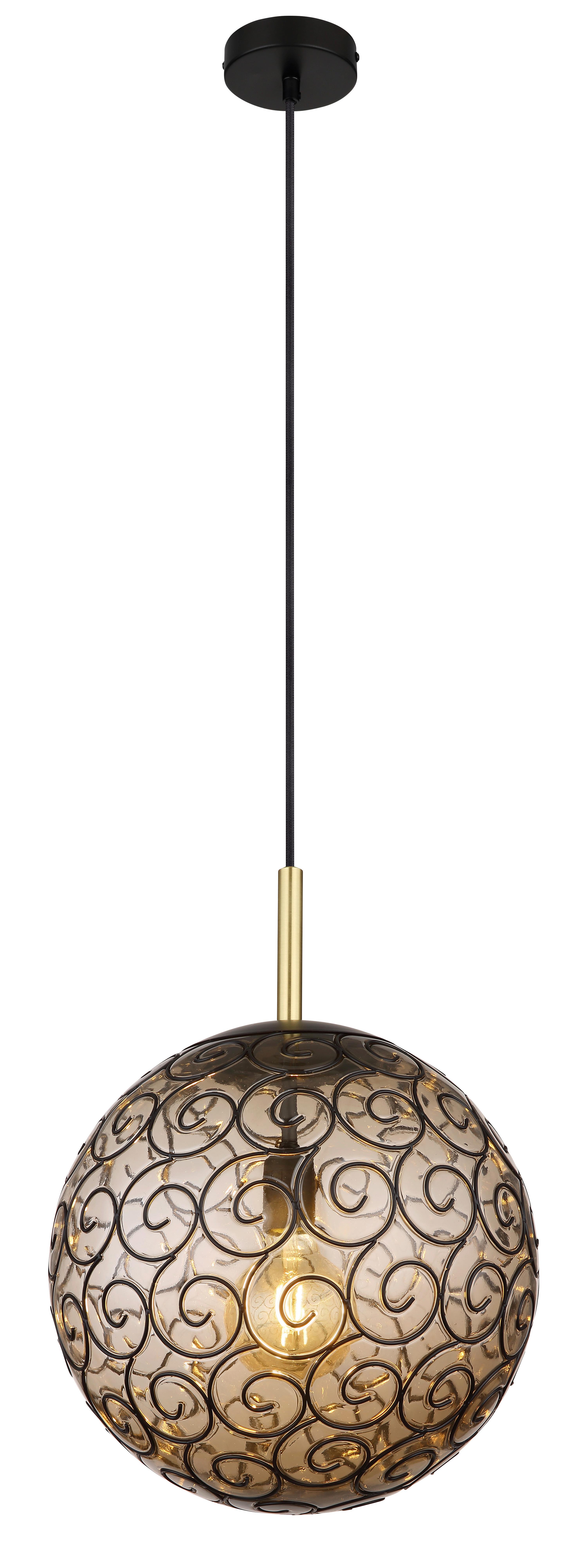 Hängeleuchte Fitz Schwarz/Gold max. 9 Watt - Goldfarben/Schwarz, KONVENTIONELL, Kunststoff/Metall (35/120cm) - Globo