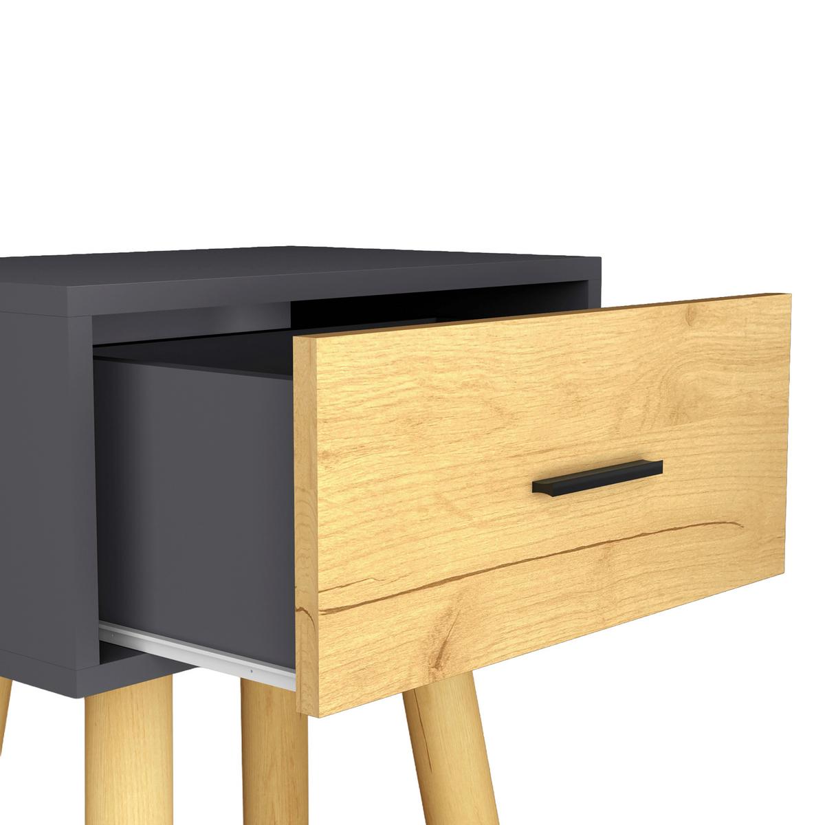 Nachttisch Singol "l" - Honigeiche/Anthrazit, Modern, Holzwerkstoff/Metall (45/56/30cm) - Livetastic