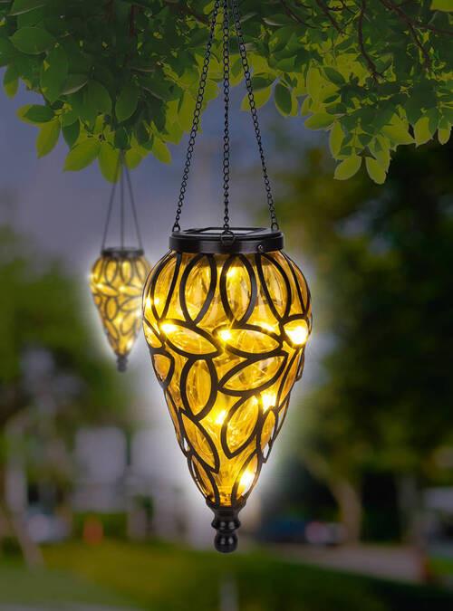 Solarna Svetilka Lantern, S Sijalko - črna/oranžna, Basics, kovina/umetna masa (13,5/50cm) - Globo