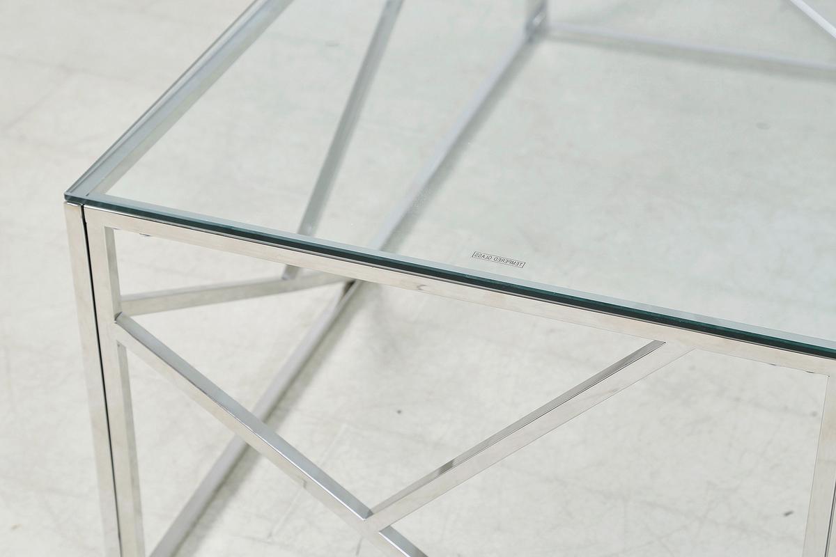 Klubska Miza Steel, Srebrna - srebrne barve/prozorno, Design, kovina/steklo (120/60/45cm) - Livetastic