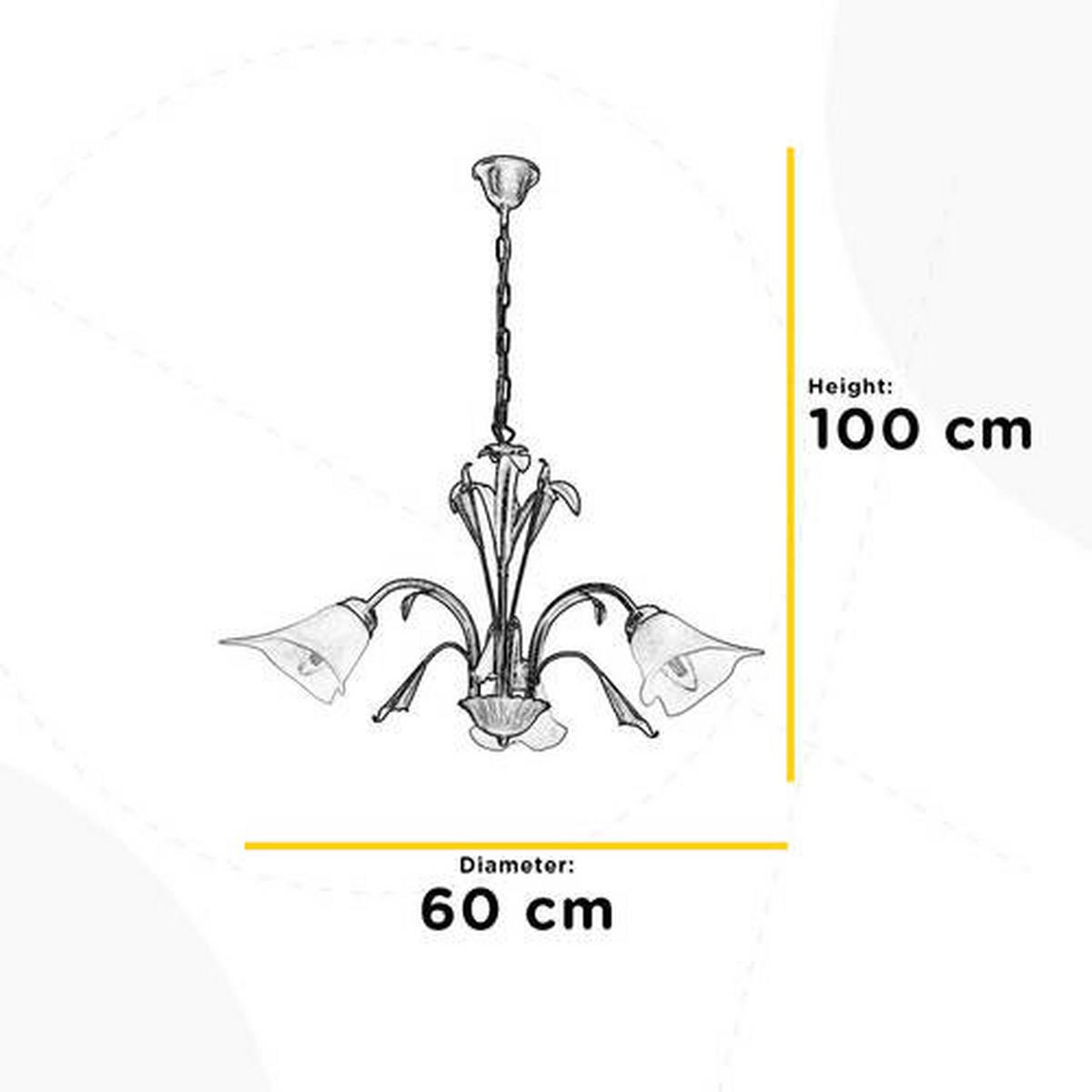 Kronleuchter Lucrezia Avorio Weiß max. 6 Watt - Weiß, Natur, Glas/Metall (60/100cm)