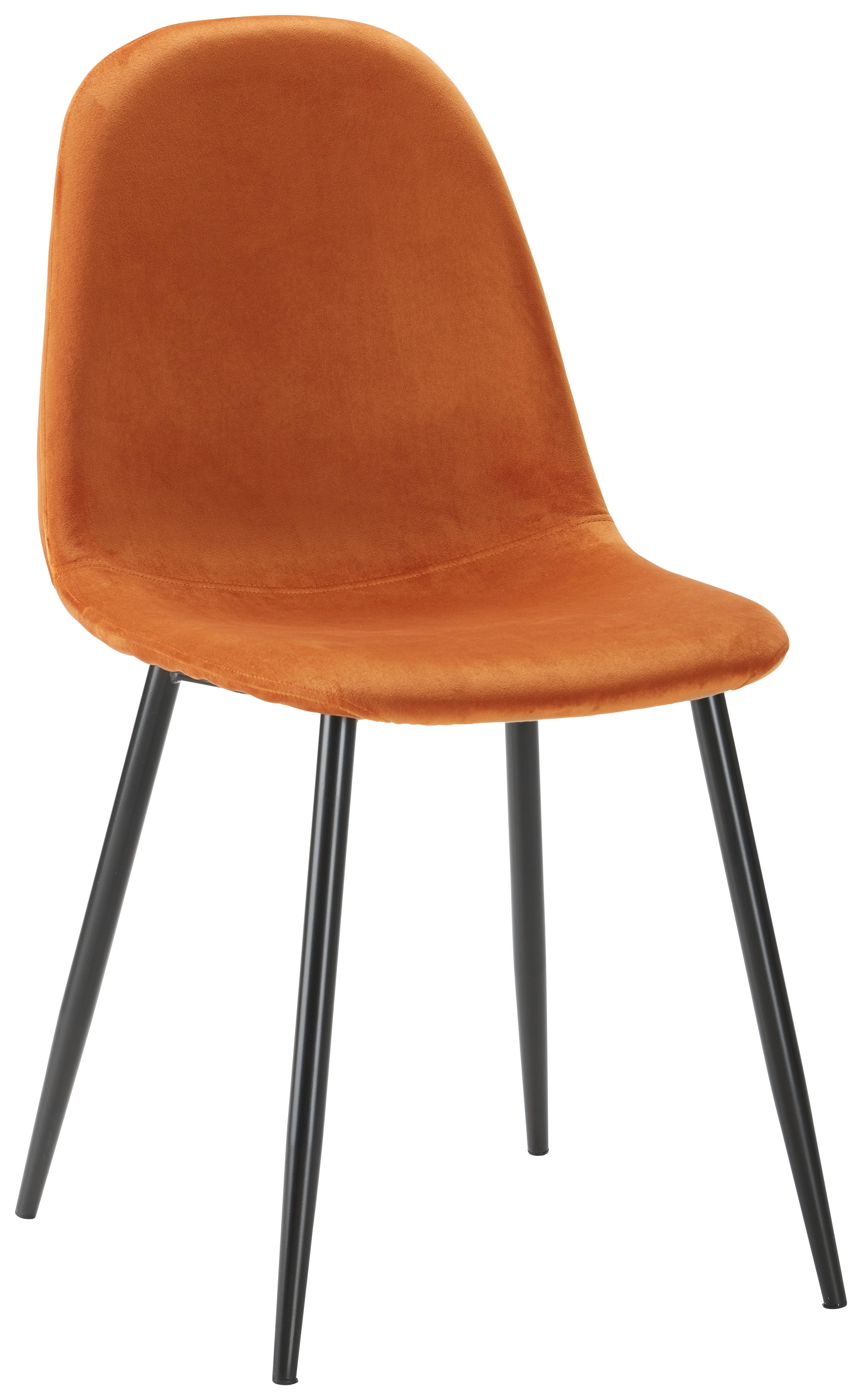 Stuhl Lio Rostfarben Samt Gepolstert - Rostfarben/Schwarz, MODERN, Holz/Textil (43/86/55cm) - Bessagi Home