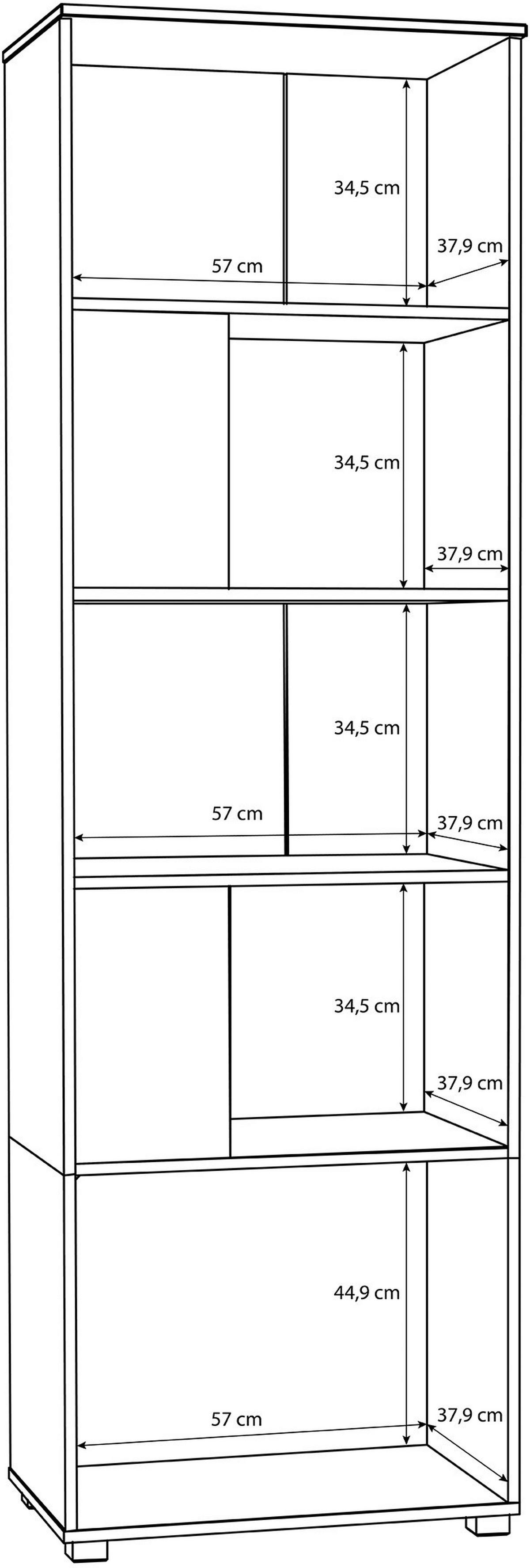 Regal in Eiche Artisan - Schwarz/Eiche Artisan, Modern, Holzwerkstoff/Kunststoff (60,4/195/41,3cm) - Mömax