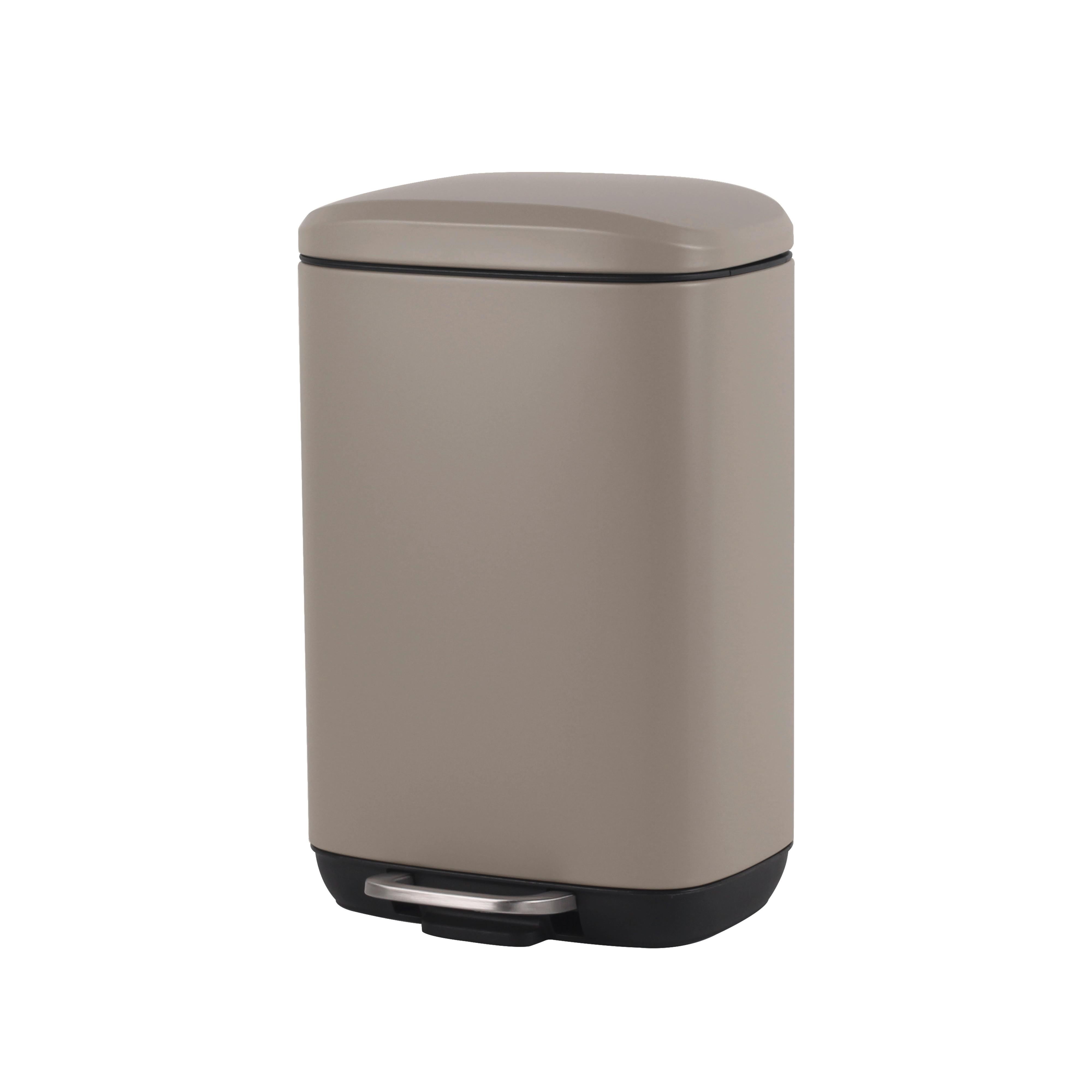 KOSZ NA ŚMIECI Z PEDAŁEM SK18093A-004 - czarny/taupe, Basics, tworzywo sztuczne/metal (21/32,7/19,5cm) - Novel