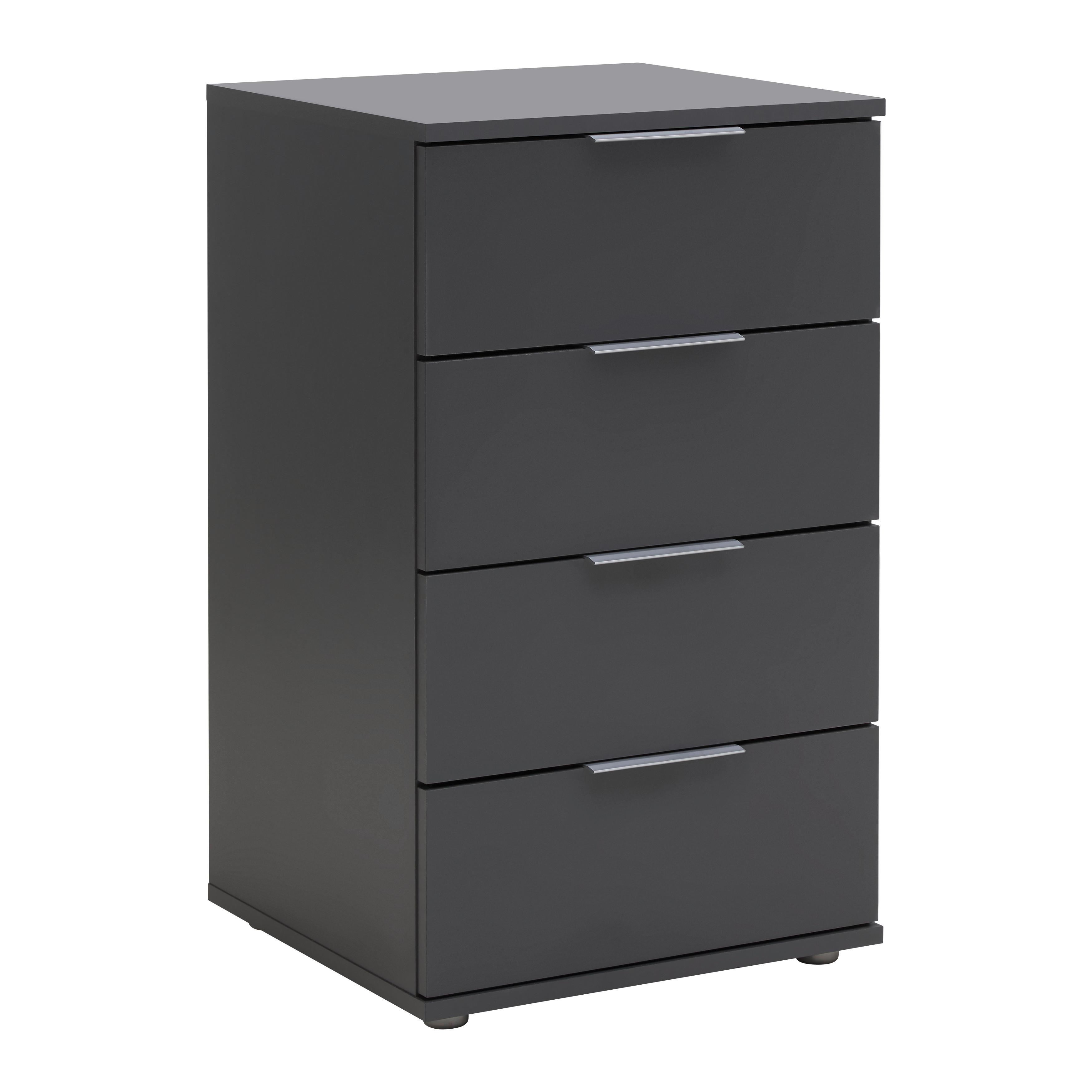 SÄNGBORD CUATRO - silver/antracit, Klassisk, trämaterial/plast (46/79/42cm) - Modern Living