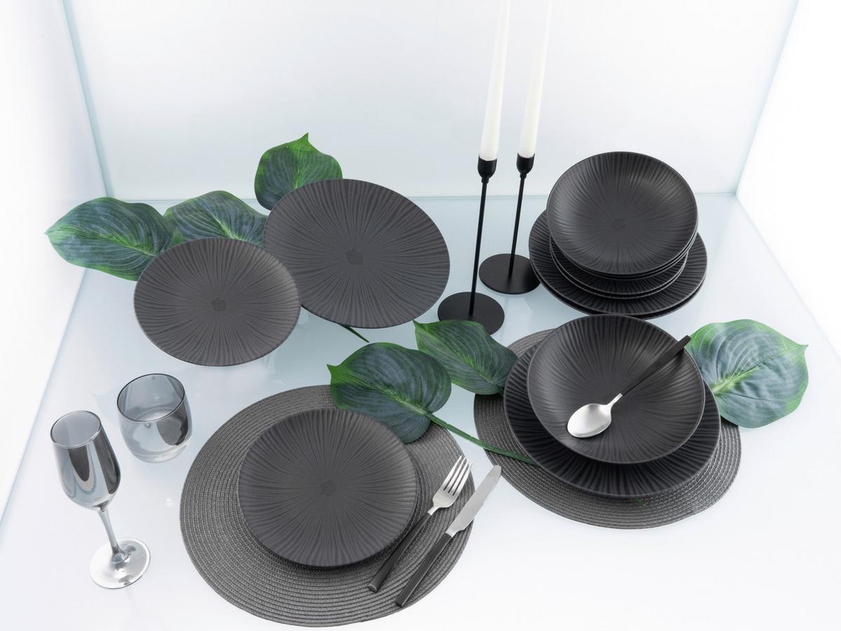 Tafelservice Vesuvio Black in Schwarz, 12-teilig - Schwarz, Basics, Keramik - Creatable