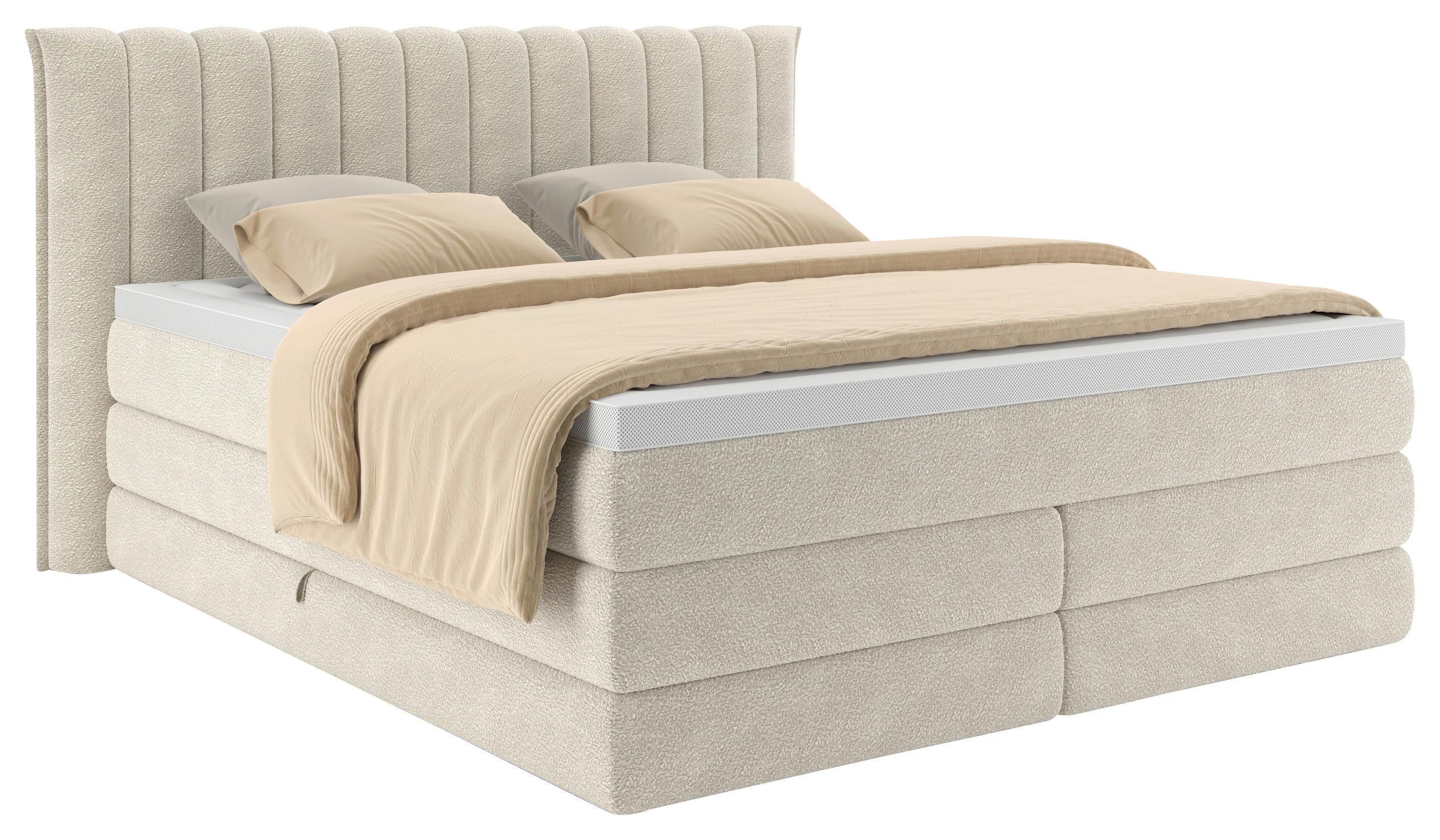 Boxspringbett Lina Beige ca. 180x200cm - Beige, KONVENTIONELL, Holz/Holzwerkstoff (180/200cm) - Premium Living