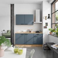 Küchenblock Easytouch Low m. Geräten Dunkelblau - Eichefarben/Schwarz, MODERN, Holzwerkstoff/Metall (180cm) - Nobilia