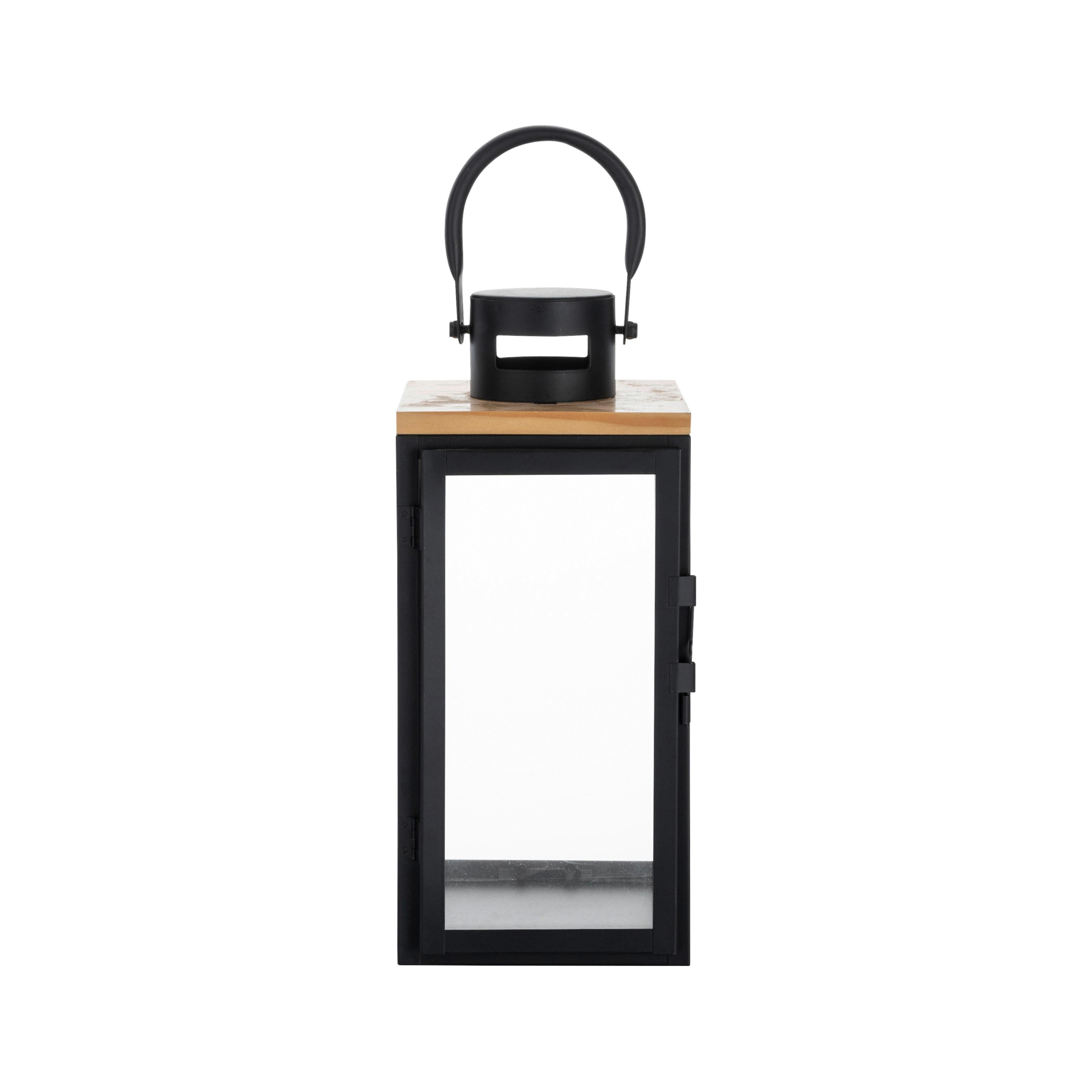 Laterne Schwarz - Schwarz, Glas/Holzwerkstoff (13/29/14cm) - Premium Living