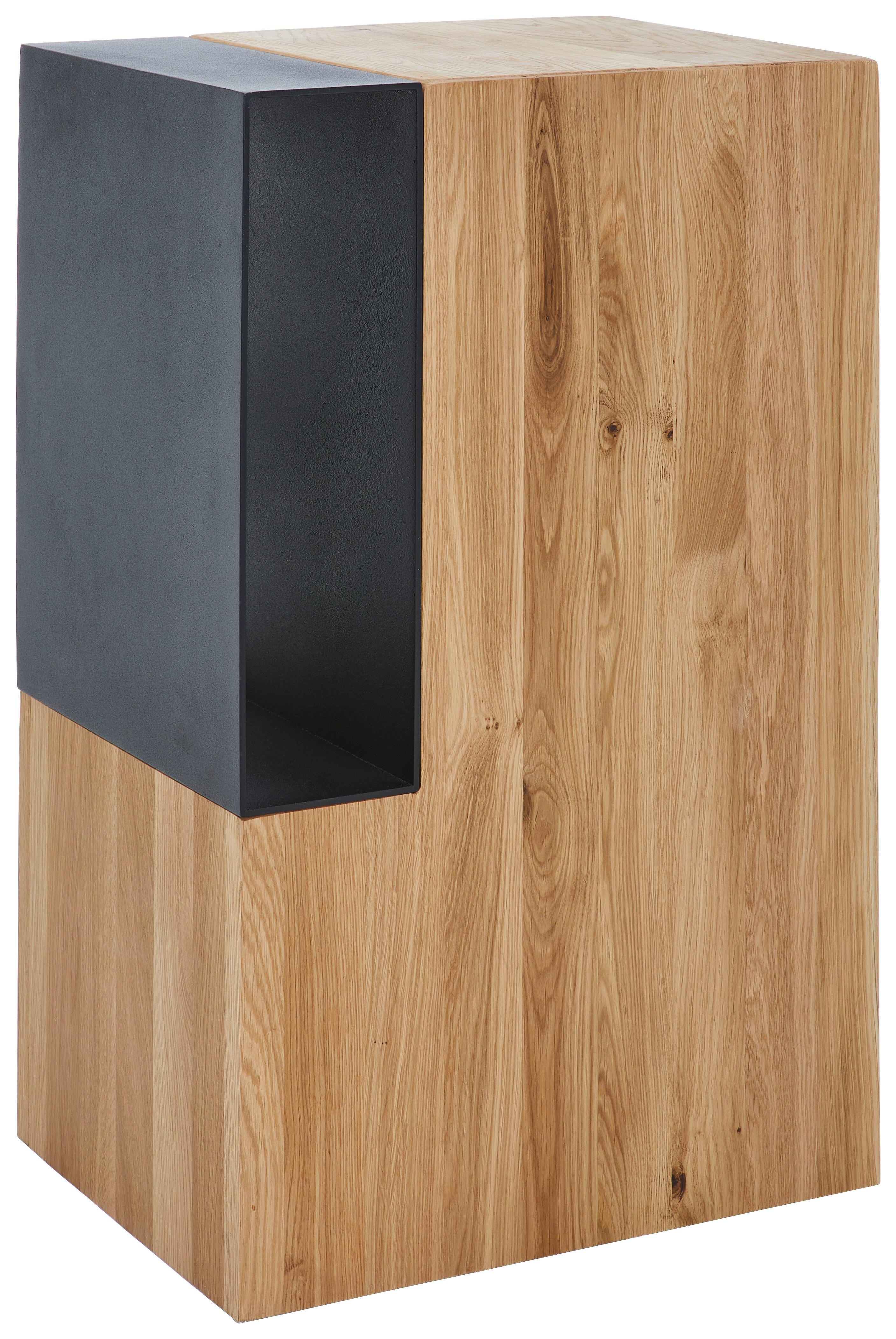 STOLIK BOCZNY TOWIL - kolor dębowy/czarny, Natur, metal/drewno (38/28/60cm) - Valnatura