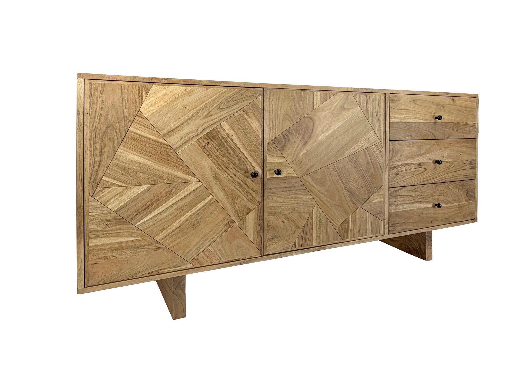 Sideboard Wl7.597 - Schwarz/Akaziefarben, Design, Holz/Metall (150/75/45cm) - Livetastic