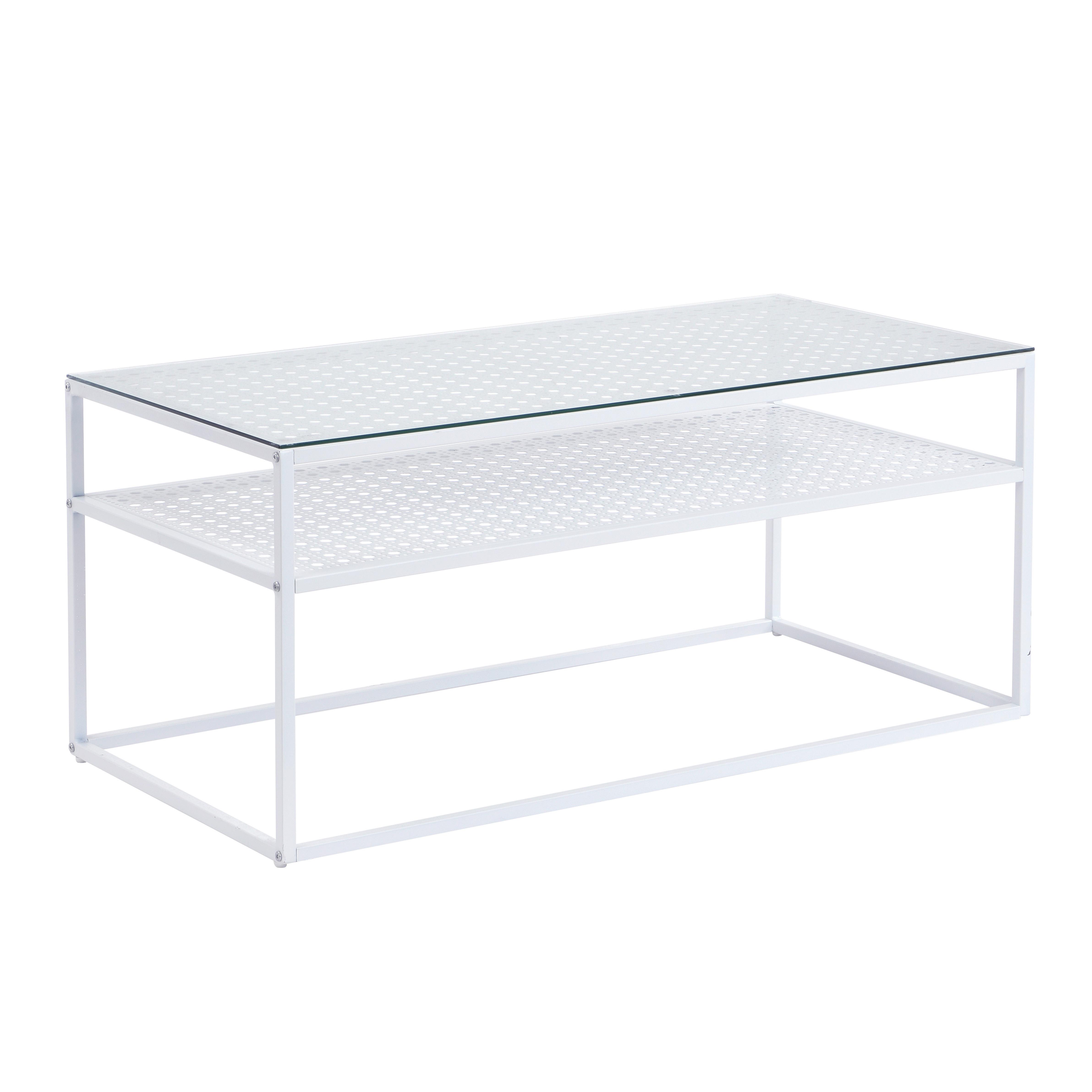 Couchtisch Wl7.328 - Weiss, Design, Glas/Metall (100/50/45cm) - MID.YOU
