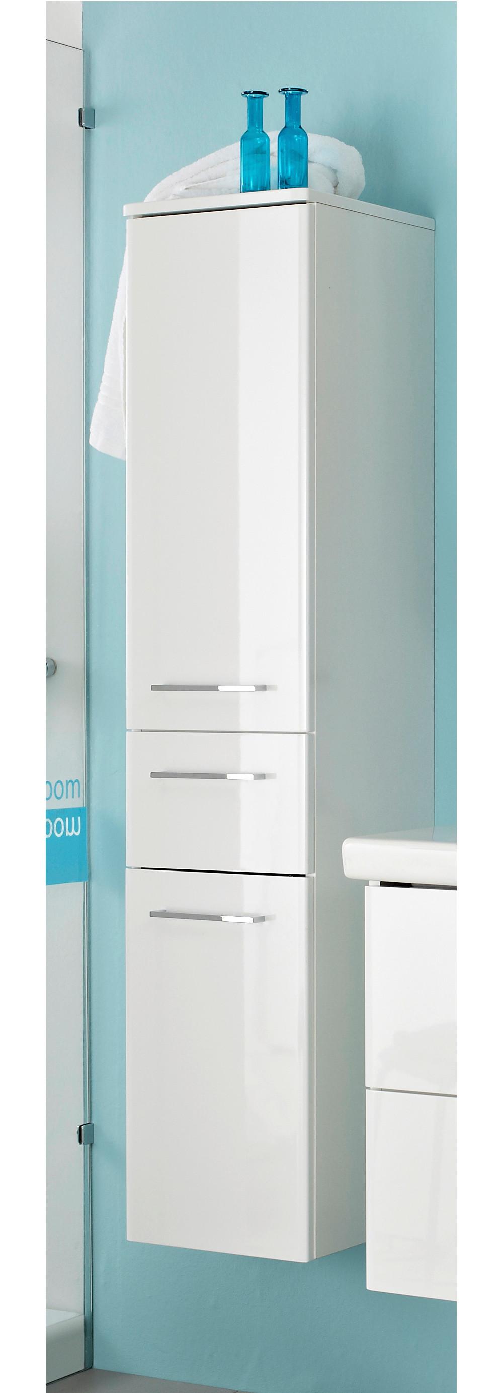 Midiszekrény Carina - krómszínű/fehér, Modern, faalapú anyag (30/141/33cm)