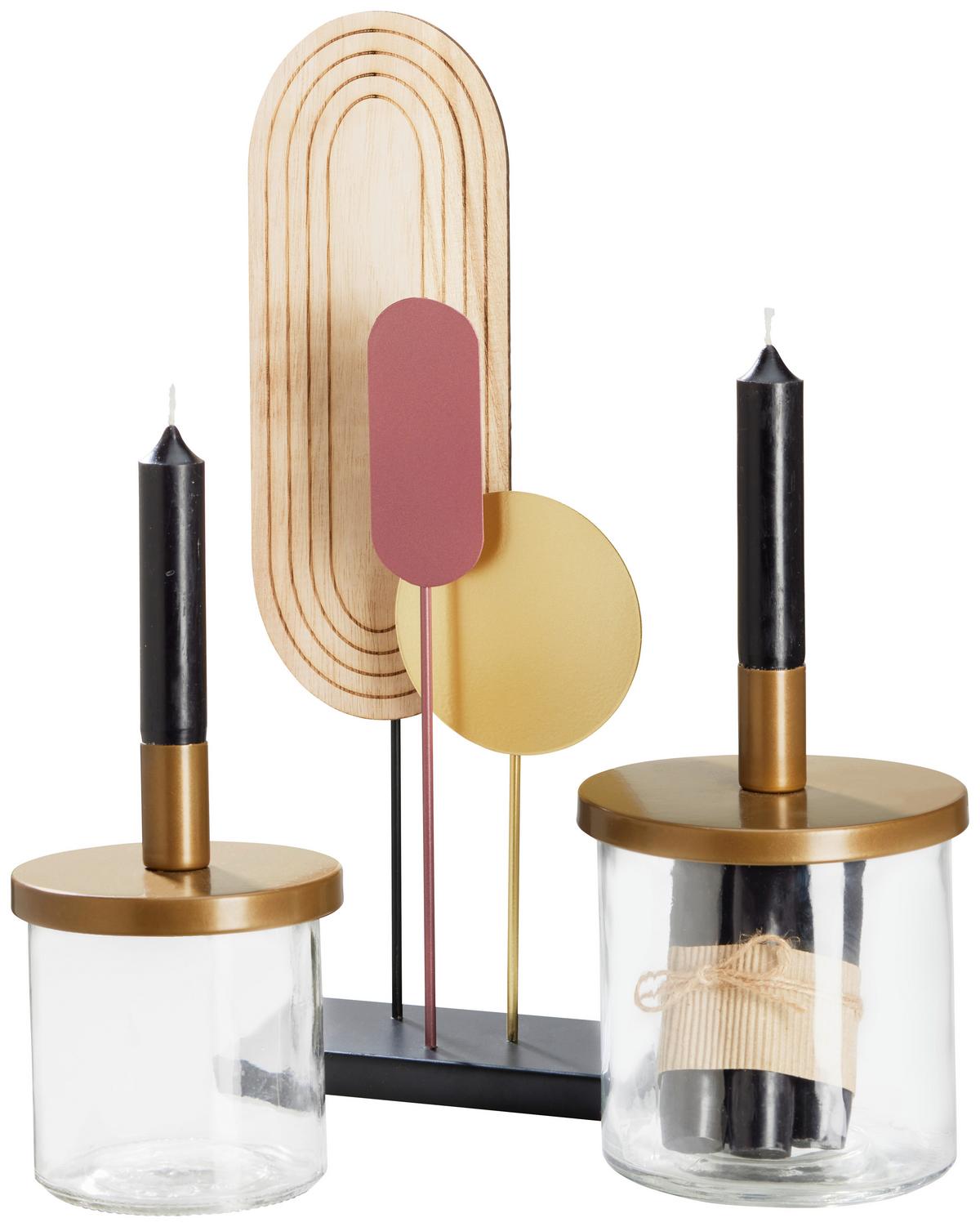 Gyertyatartó Elena - aranyszínű, Romantik / Landhaus, Üveg/fém (10,5/14cm)