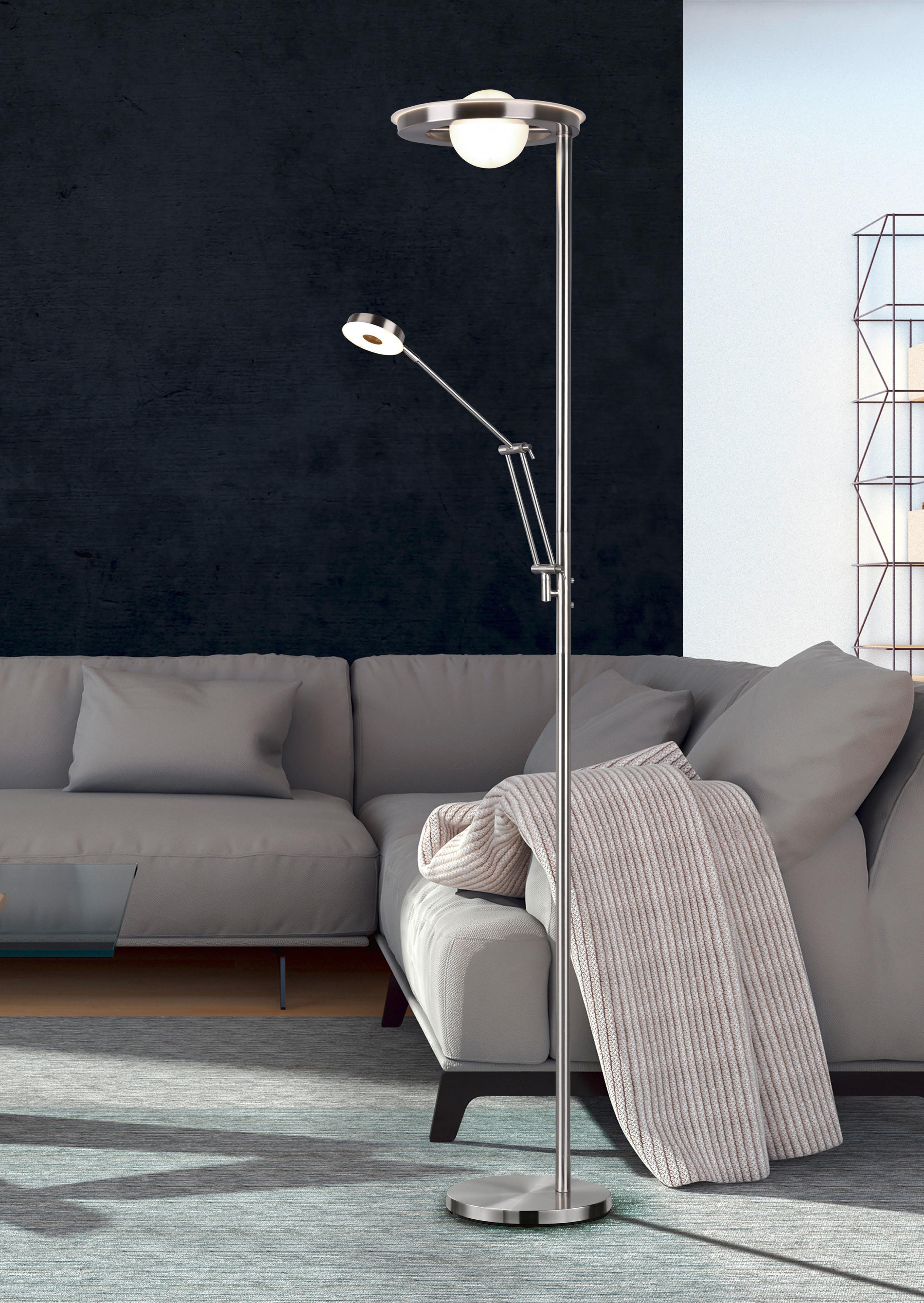 LED-Stehleuchte Barrie Nickelfarben max. 32 Watt - Nickelfarben, Design, Metall (181/30cm) - Trio Leuchten