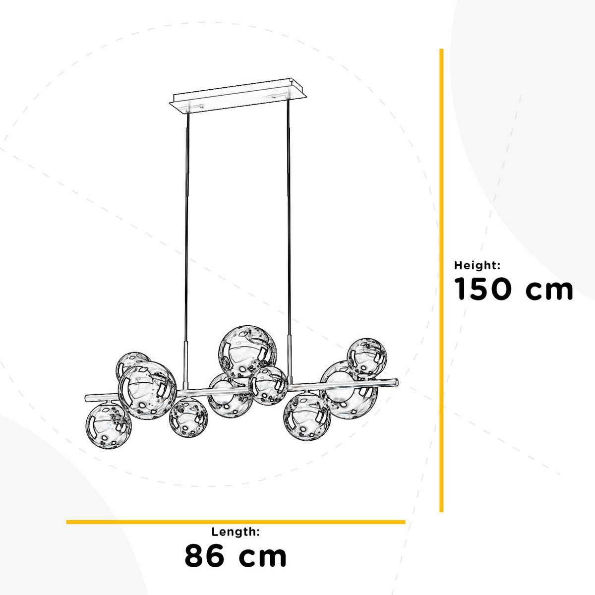 Pendelleuchte Paloma Schwarz max. 3 Watt - Schwarz, Design, Glas/Metall (86/33/150cm)