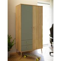 Dulap Whenua - verde salvie/culoare lemn stejar, Modern, metal/material pe bază de lemn (94,5/185,6/52,2cm) - Mömax