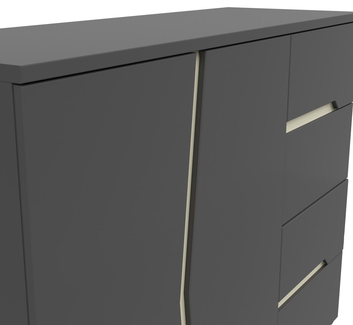 Sideboard Manhatten in Grau/Graphitfarben - Graphitfarben/Schwarz, Modern, Holzwerkstoff/Kunststoff (124/95/42cm) - Premium Living