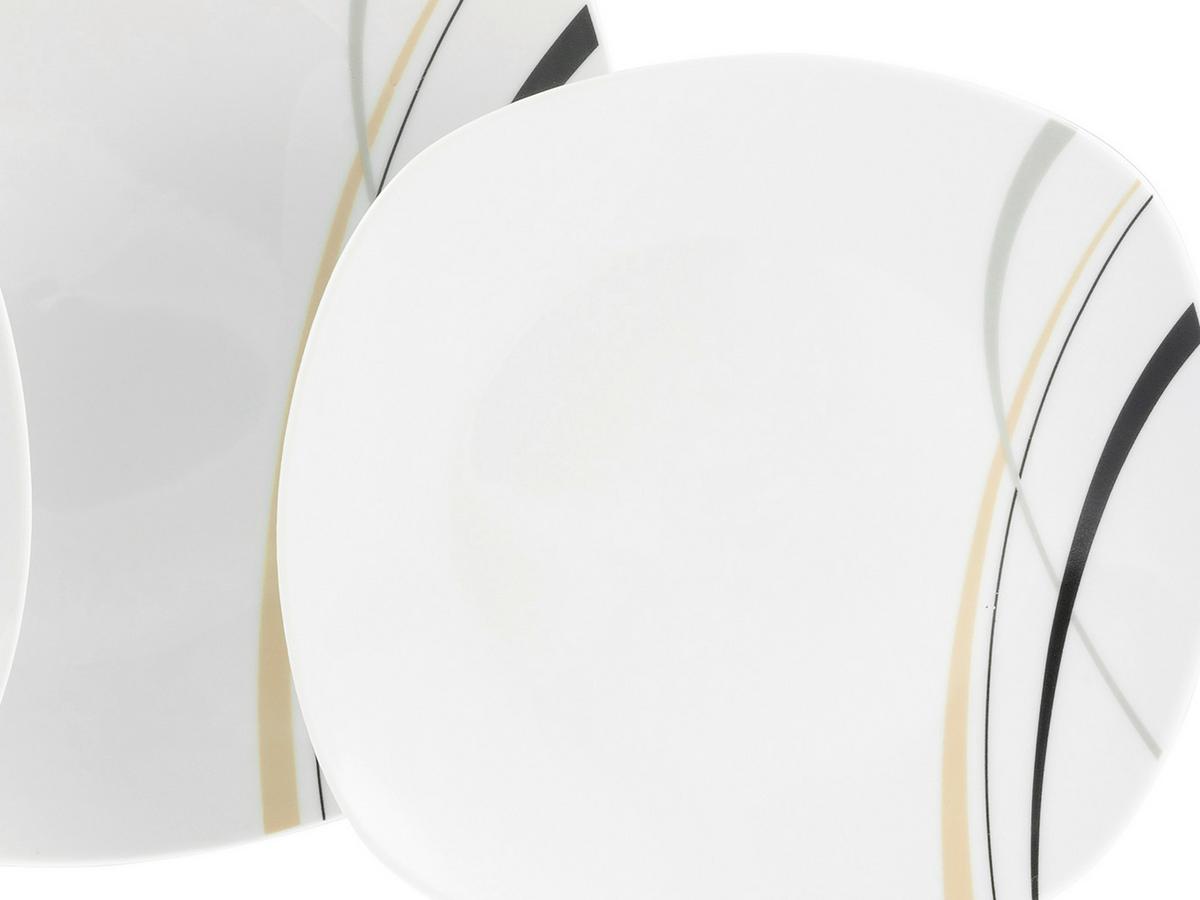 Komiservice Square City Line Weiß, 62-teilig - Weiß, Trend, Keramik - Creatable
